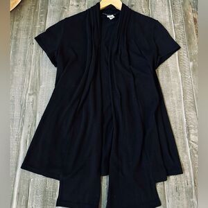 Christine & Gerard Black Short Sleeve Cardigan Cover-Up Top M